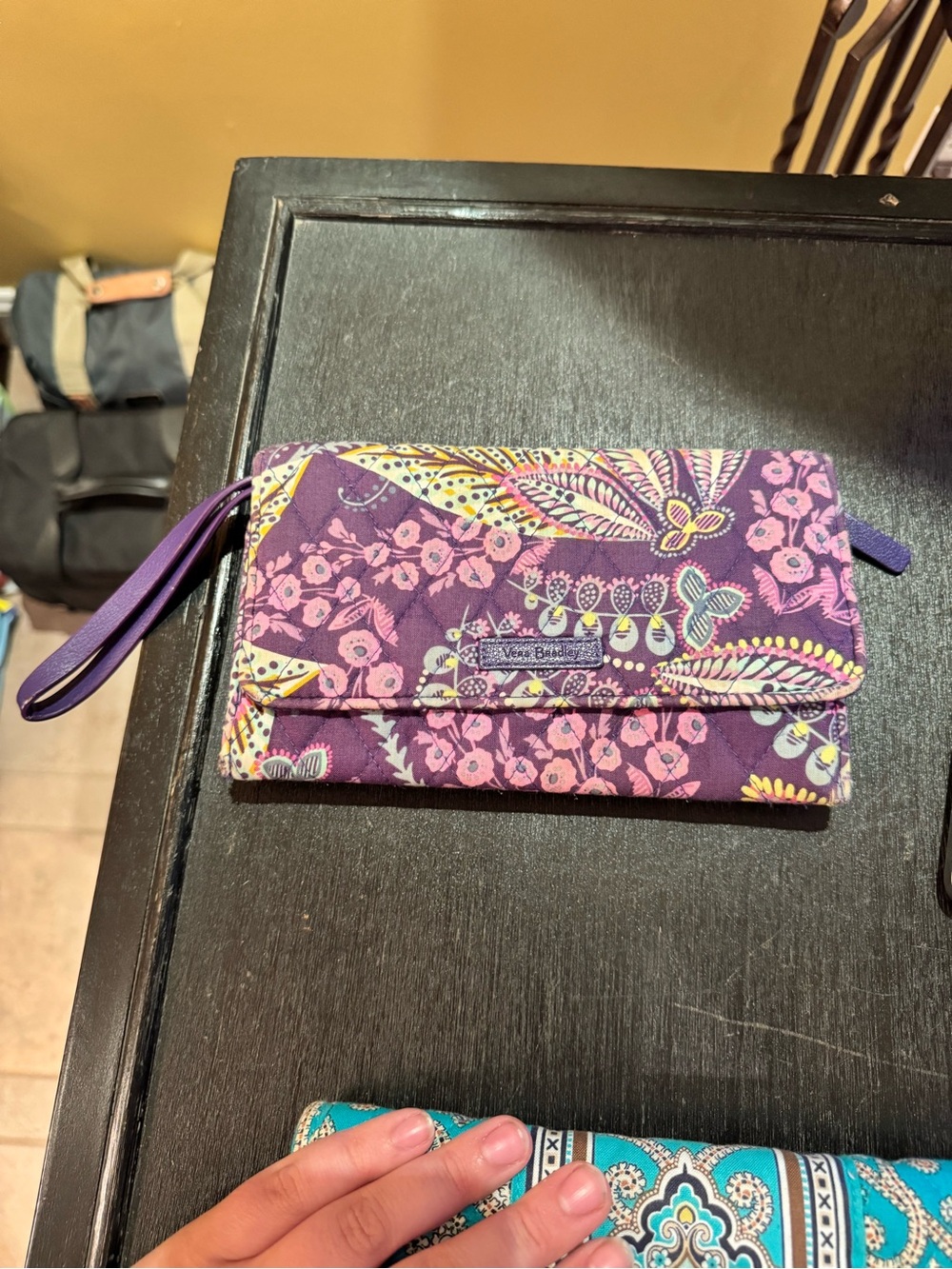 Vera Bradley Purple Floral Quilted Wristlet